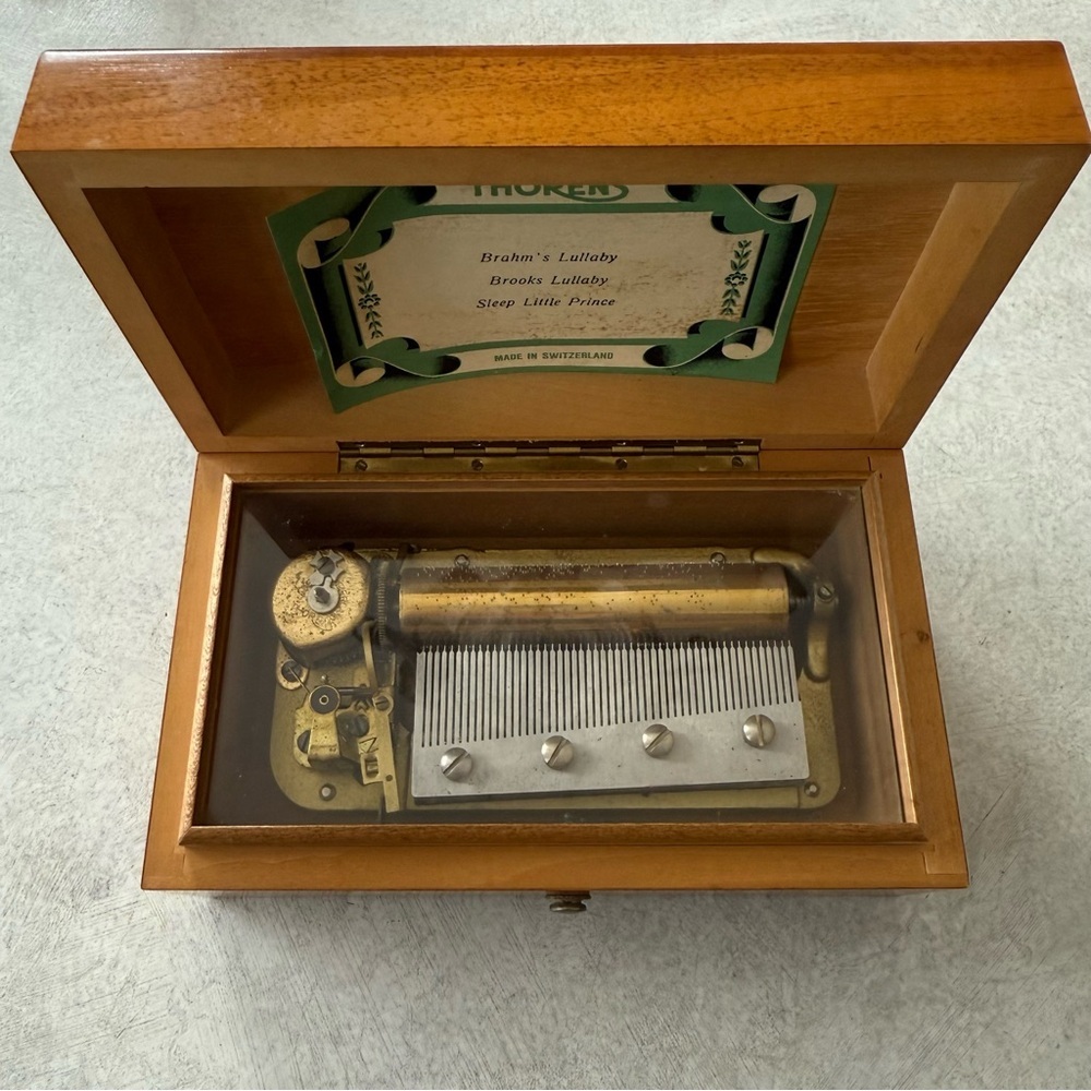 Wooden Thorens Music Box - Working Beautifully Plays 3 Lullabies
